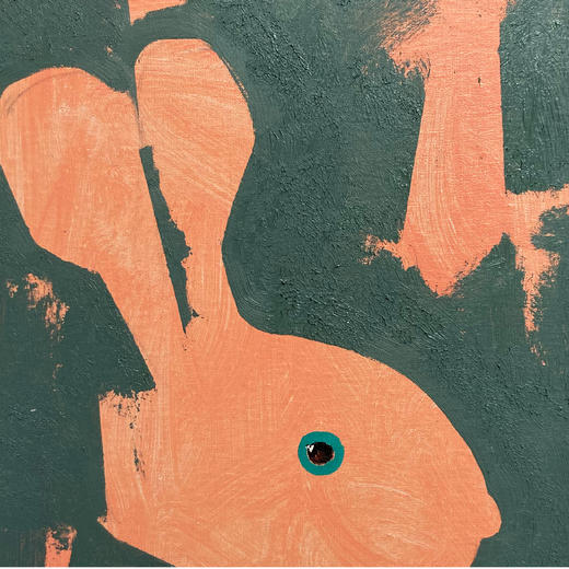 B09 孙洪敏《兔兔新曲》40*30CM 布面油画 手绘原作  已装框（白色木制）艺术家本人特供 仅有1张现货顺丰包邮 商品图1