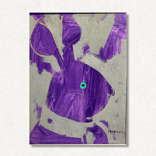 B14 孙洪敏《兔兔新曲》40*30CM 布面油画 手绘原作  已装框（白色木制）艺术家本人特供 仅有1张现货顺丰包邮 商品图0