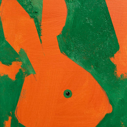 B19 孙洪敏《兔兔新曲》40*30CM 布面油画 手绘原作  已装框（白色木制）艺术家本人特供 仅有1张现货顺丰包邮 商品图1