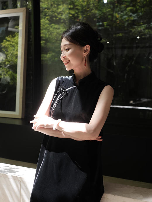 盛唐牡丹 |真丝丝绒花扣斜襟旗袍裙 商品图2