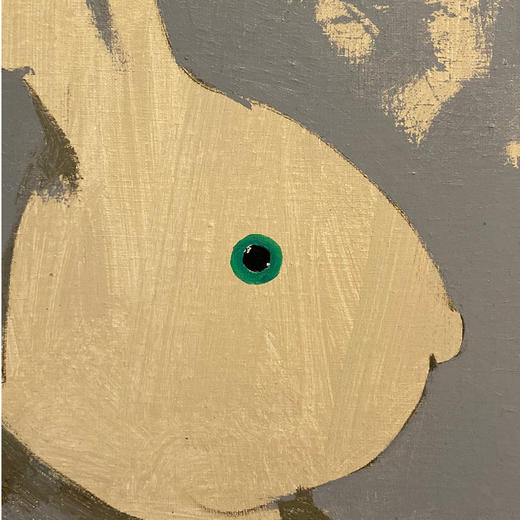 B13 孙洪敏《兔兔新曲》40*30CM 布面油画 手绘原作  已装框（白色木制）艺术家本人特供 仅有1张现货顺丰包邮 商品图2