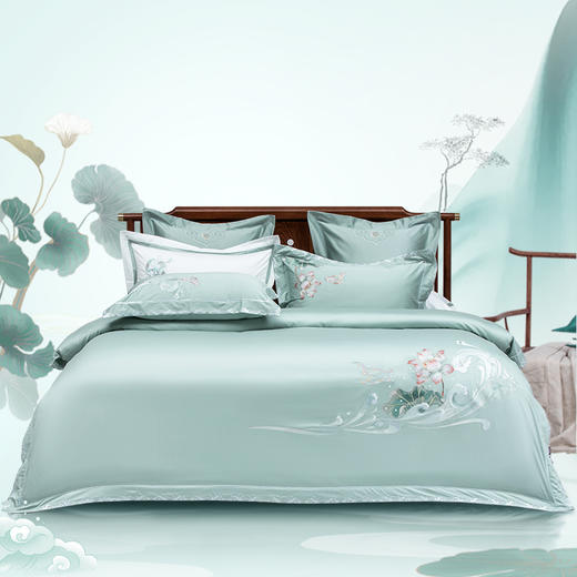 多喜爱山海经 60S贡缎长绒棉四件套 雅韵集/麒麟华图/兰草夫诸/荷鳐涟漪/云深之处/向云端hlcs 商品图7