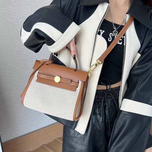 2023女款包包秋冬新款时尚个性撞色凯莉包单肩手提斜挎女包批发 商品图4