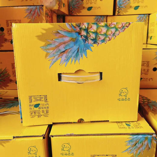 海南树熟金钻凤梨，不必等到皮色全黄，闻一下尾部的香气，只要有香气，无论黄皮还是绿皮，都很甜！如果你想吃浓甜到几乎无酸的凤梨，常温通风存放，皮色全黄，是最佳食用期！2粒/组，约3斤 商品图3