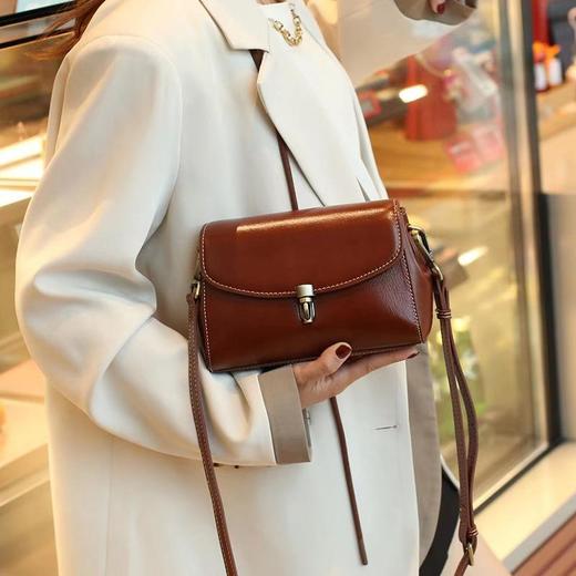 春夏跨境风格真皮女包2023新款时尚简约百搭高级感精致牛皮小方包 商品图2