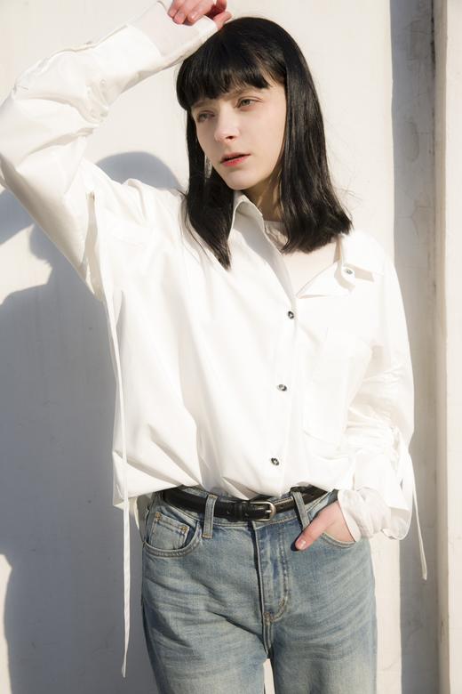 袖口抽绳长袖衬衫 商品图3