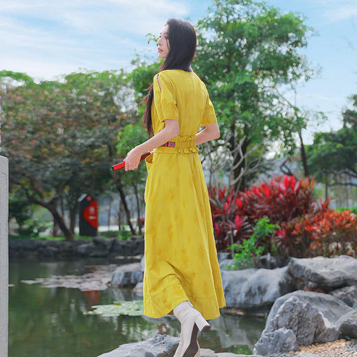 叶凌霜民族风织带连衣裙 | 藏蓝色优雅黄色明媚大方 |现货加急发 商品图6