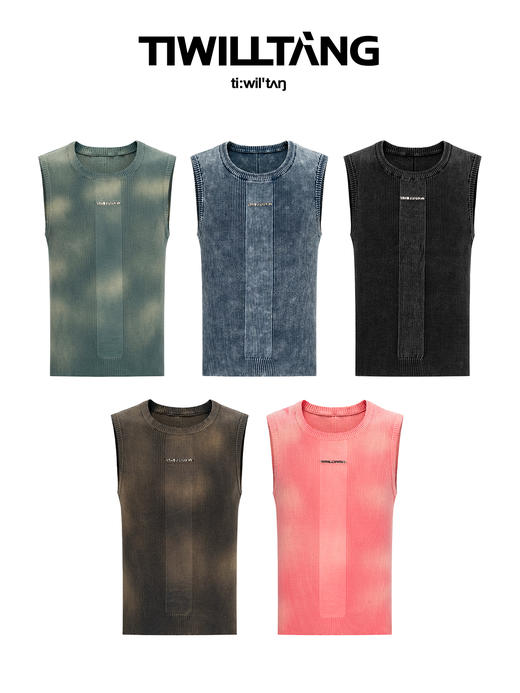 TIWILLTANG 启世录“砧豸”水洗仿牛仔罗纹针织背心夏季无袖纯棉 商品图4