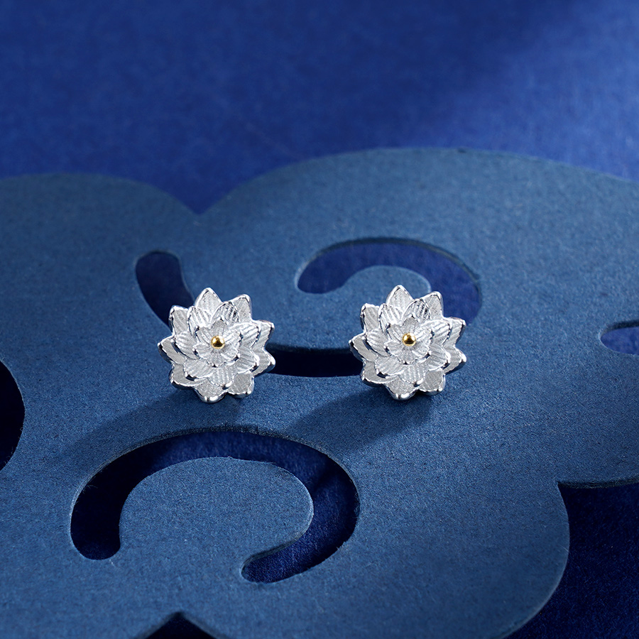 子佩集S990银【娉婷顾影】耳钉【QBED017】花丝2402