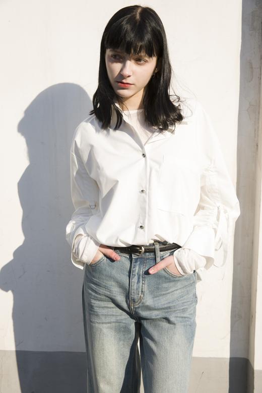 袖口抽绳长袖衬衫 商品图2