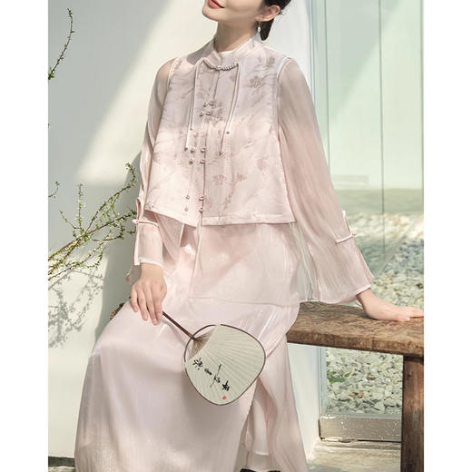 裁缝学苑AS189新中式马甲茶服国风薄纱盘扣连衣裙纸样女装套装版型图 商品图2