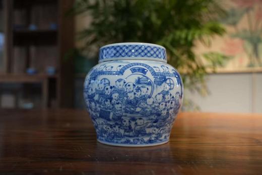 青花百子图盖罐 商品图0