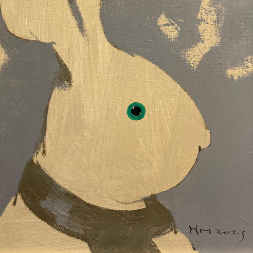 B13 孙洪敏《兔兔新曲》40*30CM 布面油画 手绘原作  已装框（白色木制）艺术家本人特供 仅有1张现货顺丰包邮 商品图1