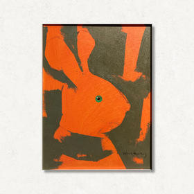 B17 孙洪敏《兔兔新曲》40*30CM 布面油画 手绘原作  已装框（白色木制）艺术家本人特供 仅有1张现货顺丰包邮