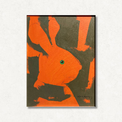 B17 孙洪敏《兔兔新曲》40*30CM 布面油画 手绘原作  已装框（白色木制）艺术家本人特供 仅有1张现货顺丰包邮 商品图0