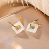 【长亭旧雪】S925银镀金和田玉几何方形耳饰【CW-EJ00291】 商品缩略图2