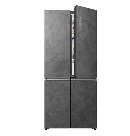 TCL528（912696）升纤薄系列十字对开四门变频电冰箱 640mm超薄机身 多点离子杀菌 云岩灰玻璃面板 R528P8-U 商品图1