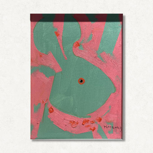 B11 孙洪敏《兔兔新曲》40*30CM 布面油画 手绘原作  已装框（白色木制）艺术家本人特供 仅有1张现货顺丰包邮 商品图0