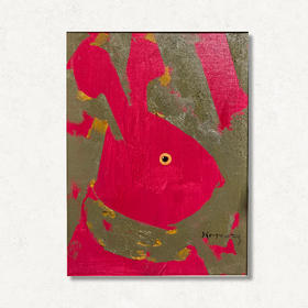 B15 孙洪敏《兔兔新曲》40*30CM 布面油画 手绘原作  已装框（白色木制）艺术家本人特供 仅有1张现货顺丰包邮