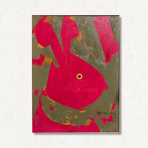 B15 孙洪敏《兔兔新曲》40*30CM 布面油画 手绘原作  已装框（白色木制）艺术家本人特供 仅有1张现货顺丰包邮 商品图0