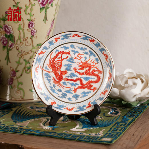 广东省博物馆万事兴龙系列珐琅彩龙凤小瓷盘 商品图2