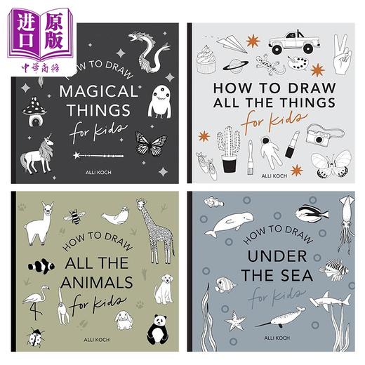 预售 【中商原版】Alli Koch How to Draw 英文原版儿童迷你绘画课4册 美育启蒙创意涂画 All The Things Animals Magical Things 商品图1
