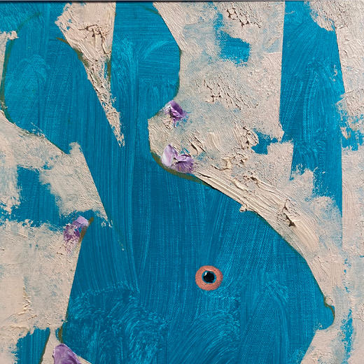 B16 孙洪敏《兔兔新曲》40*30CM 布面油画 手绘原作  已装框（白色木制）艺术家本人特供 仅有1张现货顺丰包邮 商品图2