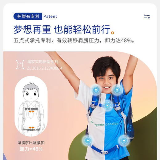 【护童】B座8F | 梦乐（MoonRock）儿童小学生书包轻便护脊减负透气防泼水一二三年级背包开学礼物 彩虹色（美人鱼天堂） 商品图2