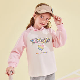 笛莎Deesha 女童卫衣2024新款时尚连帽印花卫衣