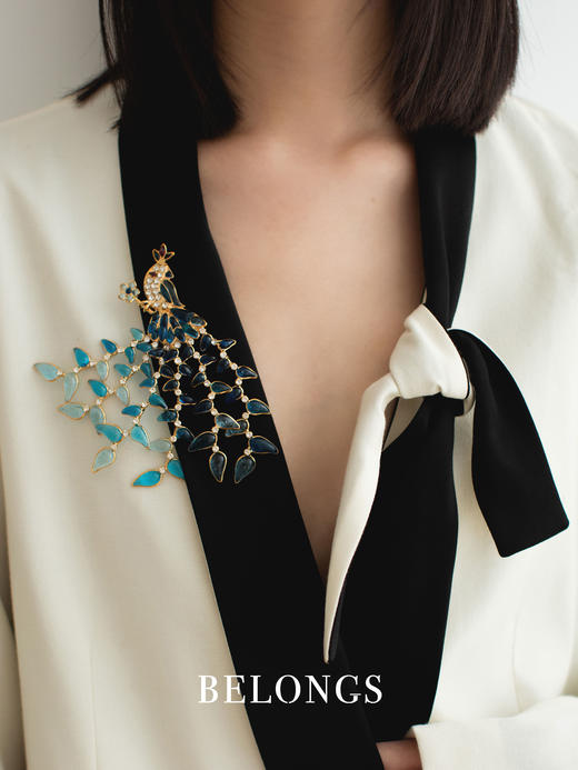 订购6个月到｜Gripoix Paris-Vintage 孔雀 胸针［法国设计师］ 商品图3