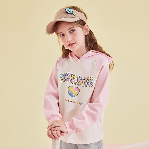 笛莎Deesha 女童卫衣2024新款时尚连帽印花卫衣 商品图1
