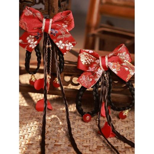 女童新年拜年服发饰2023新款冬季汉服蝴蝶结头饰幼儿古风发卡中式 商品图0