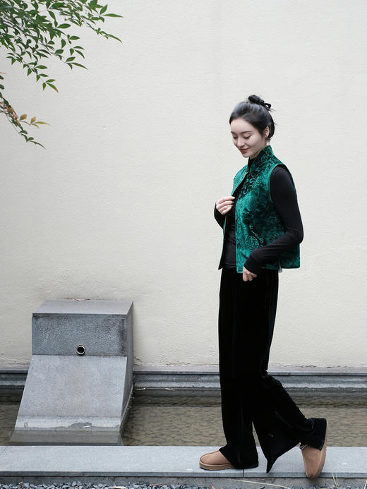 盛唐牡丹 |绿色漳绒八宝葫芦纹马甲 商品图5