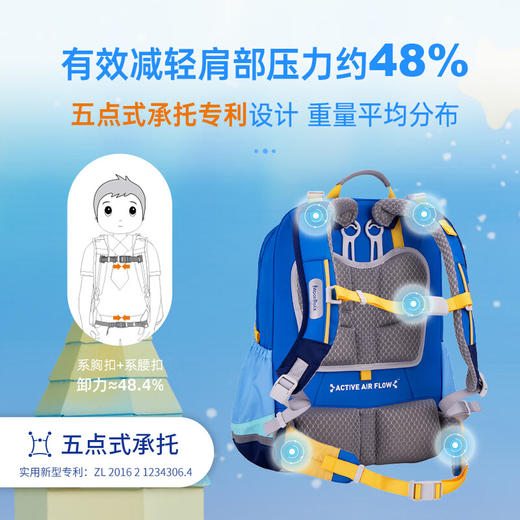 【护童】B座8F | 梦乐书包小学生儿童护脊减负背包轻便3-6年级男孩 蓝色 商品图1