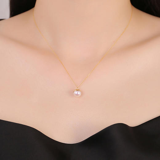 18k金单珠淡水珍珠项链 商品图2