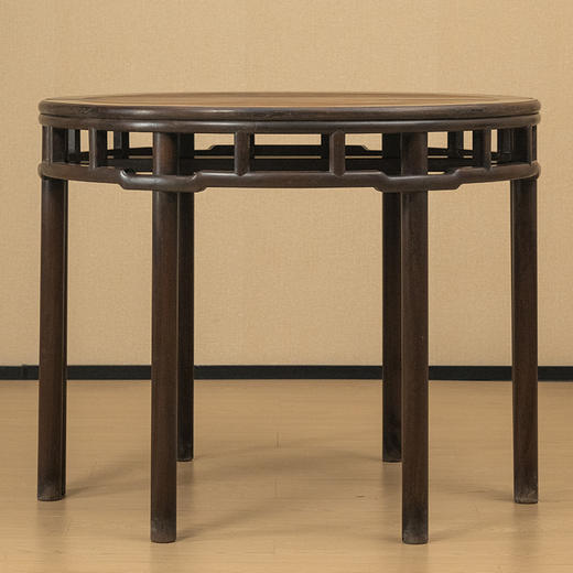 清 红木镶楠木面圆包圆罗锅枨矮栳月牙桌（一对） 商品图4