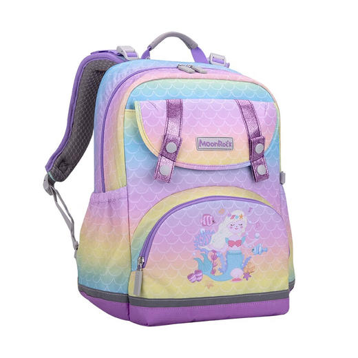 【护童】B座8F | 梦乐（MoonRock）儿童小学生书包轻便护脊减负透气防泼水一二三年级背包开学礼物 彩虹色（美人鱼天堂） 商品图0