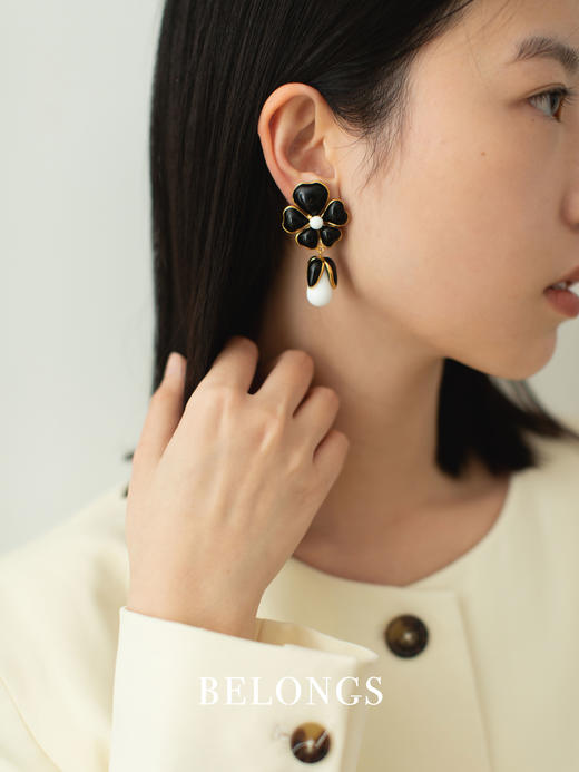 北京仓｜Gripoix Paris-Vintage-黑色琉璃 耳环［法国设计师］ 商品图4