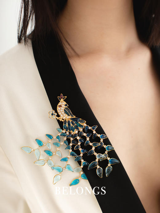 订购6个月到｜Gripoix Paris-Vintage 孔雀 胸针［法国设计师］ 商品图1