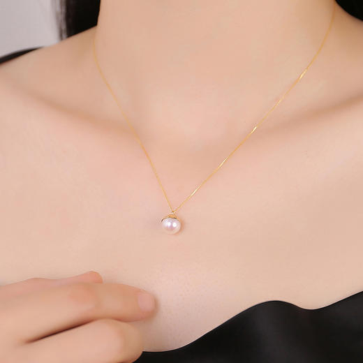 18k金单珠淡水珍珠项链 商品图3