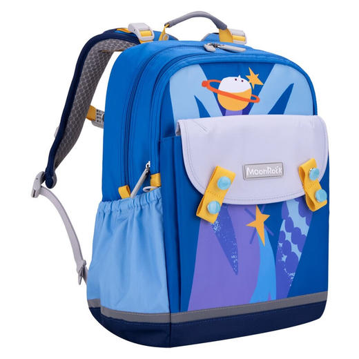 【护童】B座8F | 梦乐（MoonRock）新品奇趣插画小学生男女儿童轻便护脊减负警示双肩书包 SP102P 天蓝(星球小天使) 商品图1