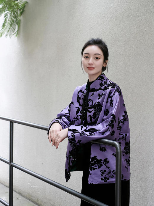 盛唐牡丹 |紫色漳绒富贵牡丹外套 商品图1