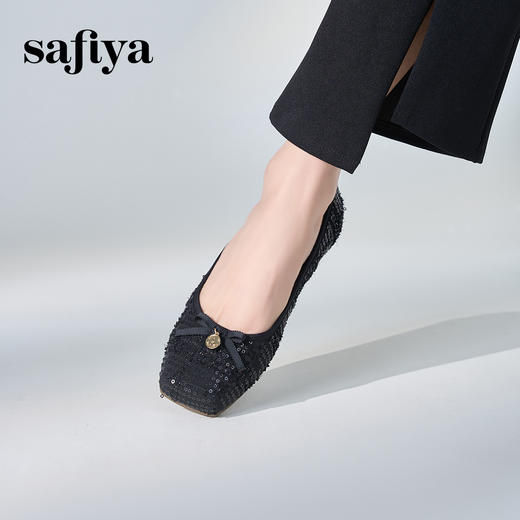 Safiya/索菲娅2024春季小香风方头巴黎舞鞋气质通勤浅口单鞋 SF41111109 商品图5