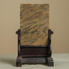 清 红木座云石砚屏