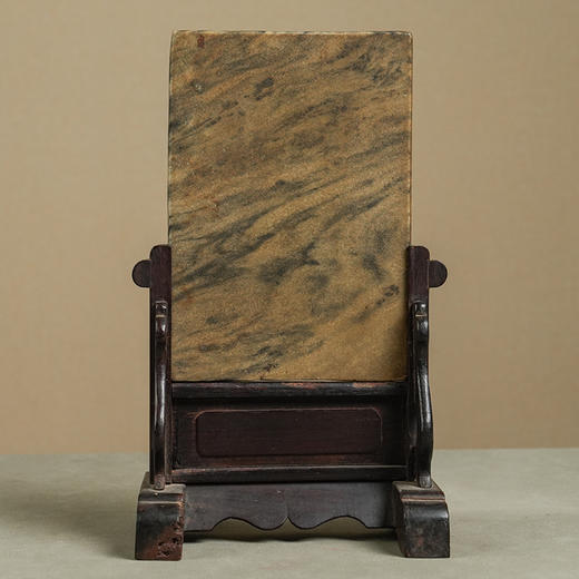 清 红木座云石砚屏 商品图0