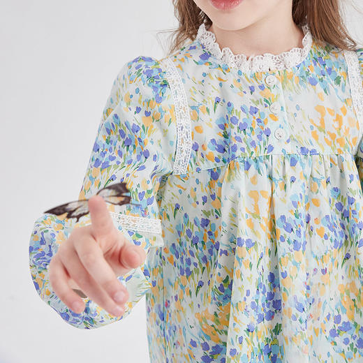 笛莎Deesha 童装女童衬衫2024春季新款长袖花版衬衫 商品图3