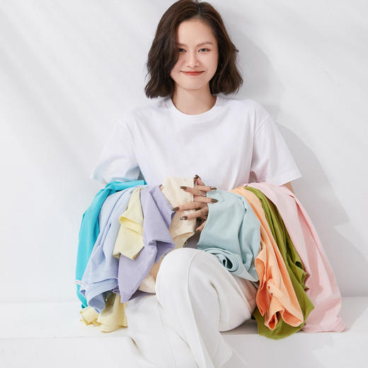 （79元4件送冰袖，单拍一件不发）马卡龙色系纯棉短T，14色可选，200g重磅棉，舒适透气，男女同款，遮肉显瘦，更百搭！！【G】 商品图5