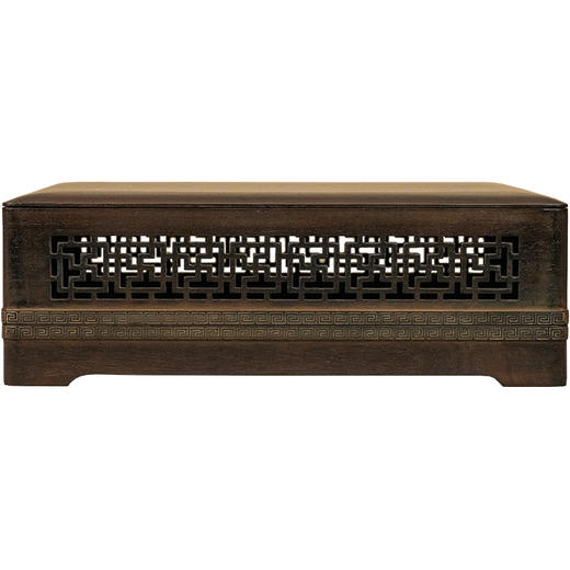 二十世纪 紫檀嵌银丝透雕万字纹盖盒 商品图5