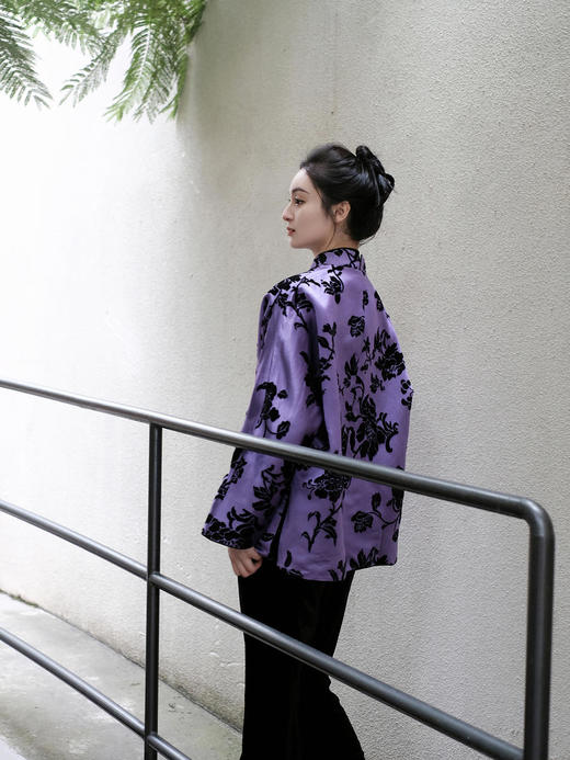 盛唐牡丹 |紫色漳绒富贵牡丹外套 商品图10