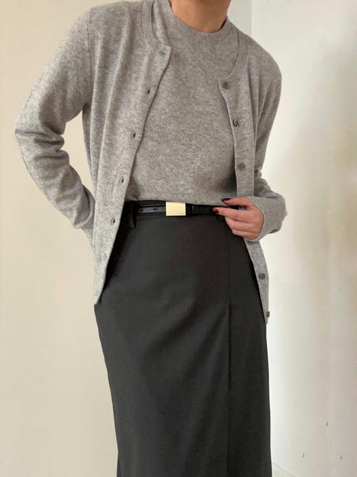 My Dearest｜1064SKGY STIMULATION MIDI SKIRT  [ 灰色侧开叉长半身裙] 商品图0